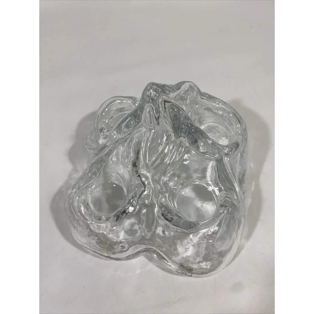 Vintage SEA Glasbruck Sweden Heavy Glacier Tea Light  candle holder Renate Stock